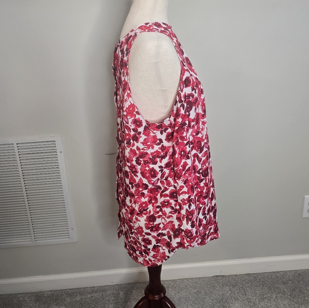 Who What Wear Red Floral Sleeveless Top  XL - Picture 4 of 8